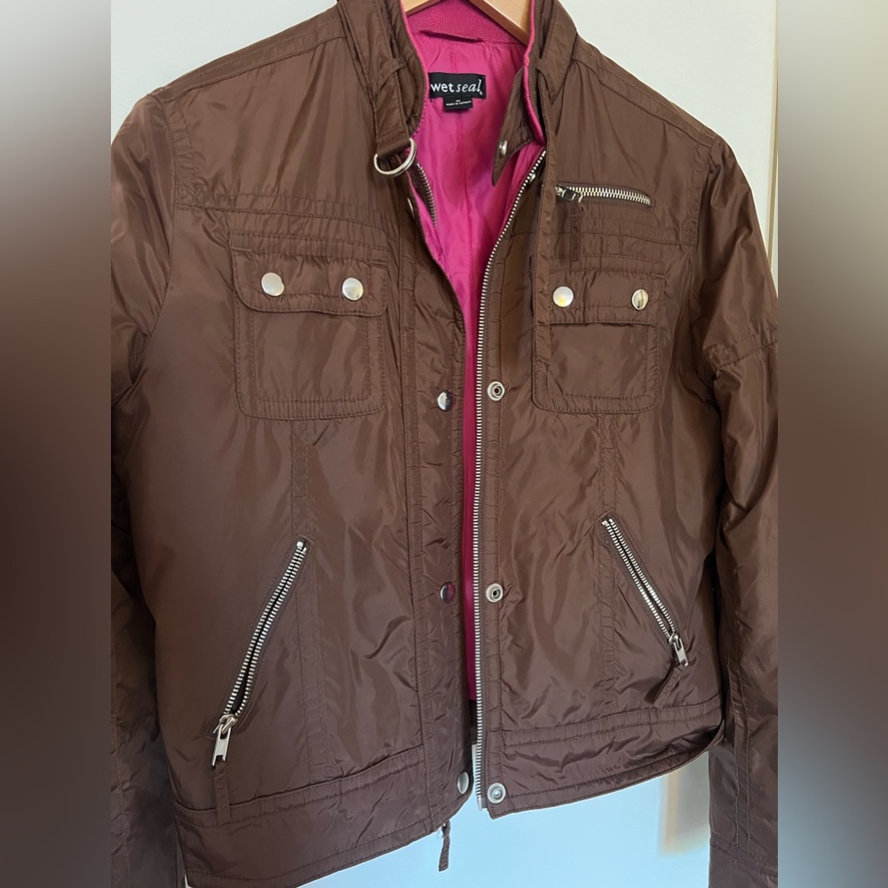 Brown jacket with zippers 90s style - size M - Picture 3 of 8